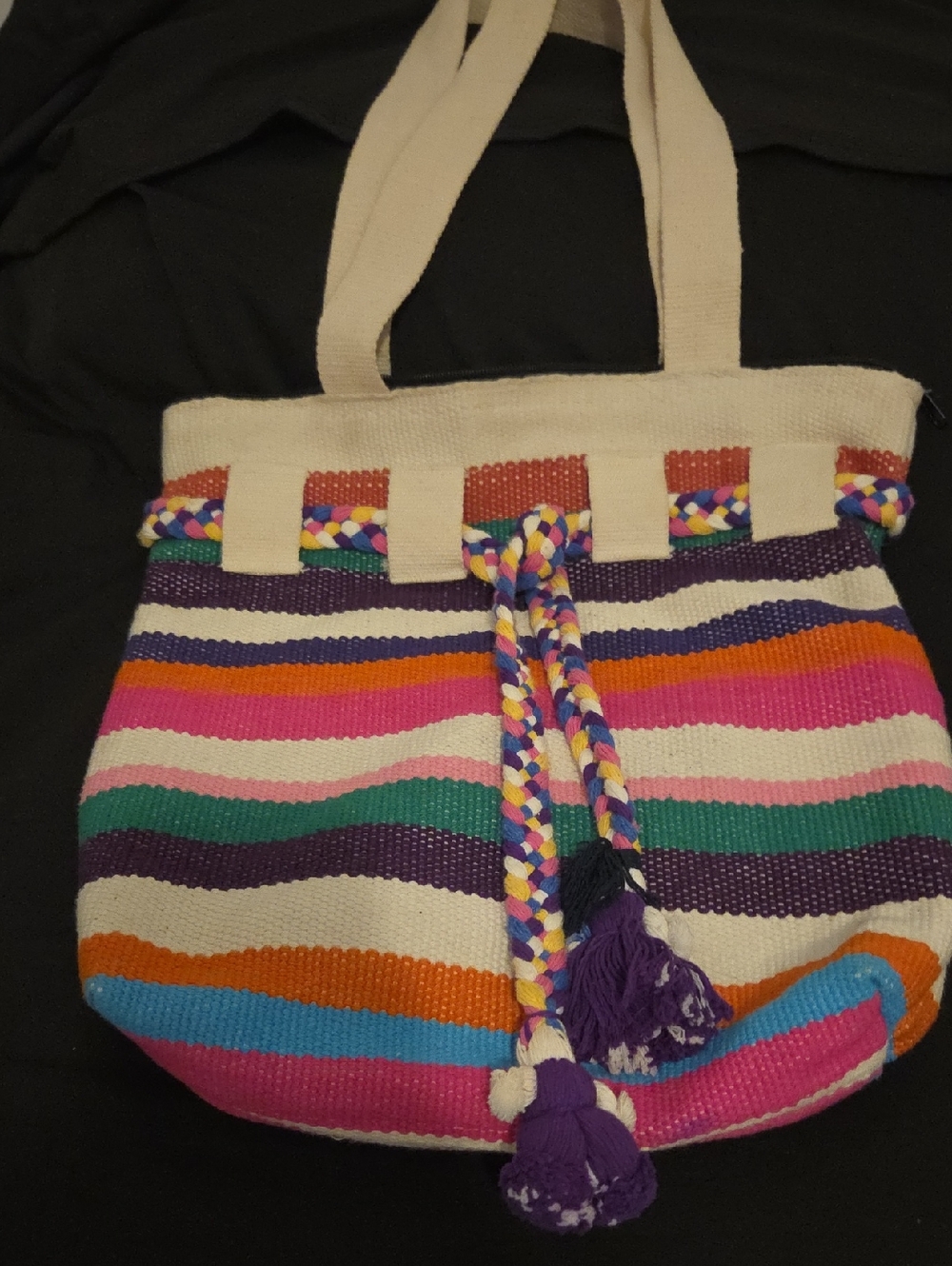 Boho Striped Tote Bag in Multicolor
